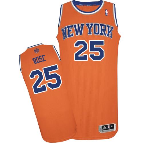 Knicks #25 Derrick Rose Orange Alternate Stitched NBA Jersey