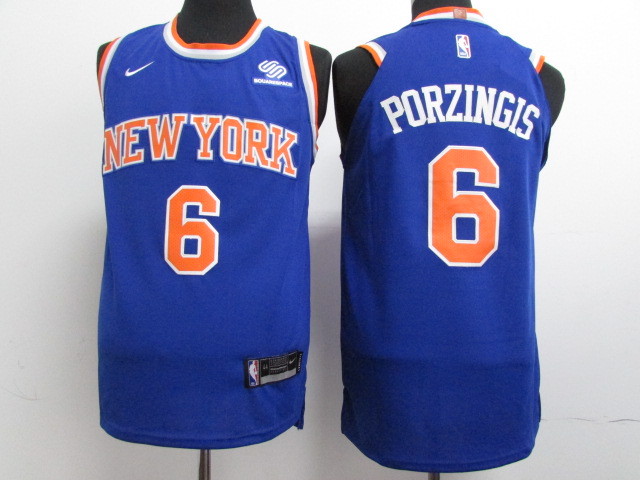 Knicks 6 Kristaps Porzingis Blue Nike Authentic Jersey