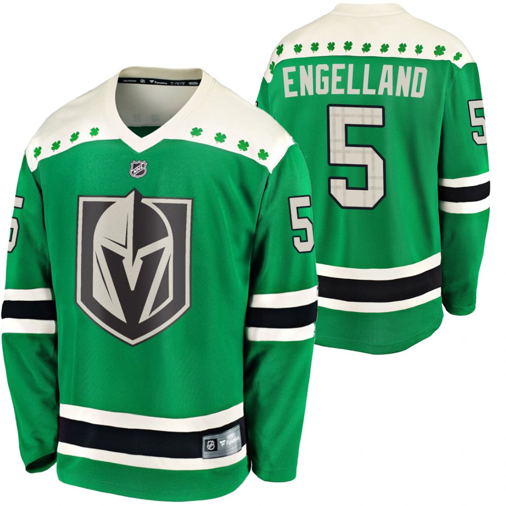Knights #5 Deryk Engelland 2020 St. Patrick's Day Breakaway Jersey Green