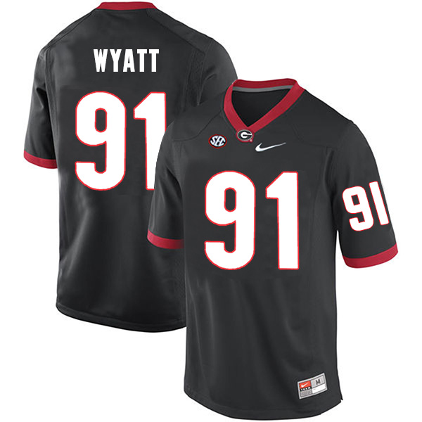 Kolby Wyatt Georgia Bulldogs Men's Jersey - #91 NCAA Black Limited Home