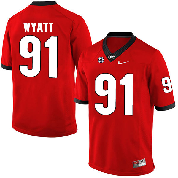 Kolby Wyatt Georgia Bulldogs Men's Jersey - #91 NCAA Red Limited Home