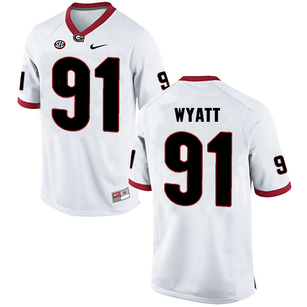 Kolby Wyatt Georgia Bulldogs Men's Jersey - #91 NCAA White Limited Away