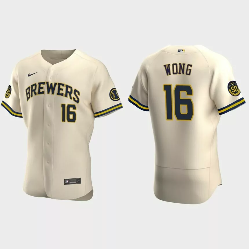 Kolten Wong #16 Milwaukee Brewers Authentic Alternate Jersey – Cream