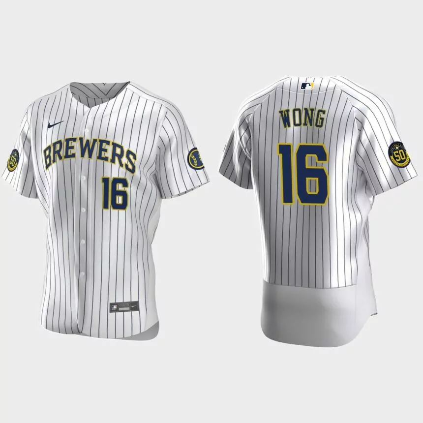 Kolten Wong #16 Milwaukee Brewers Authentic Home Jersey – White