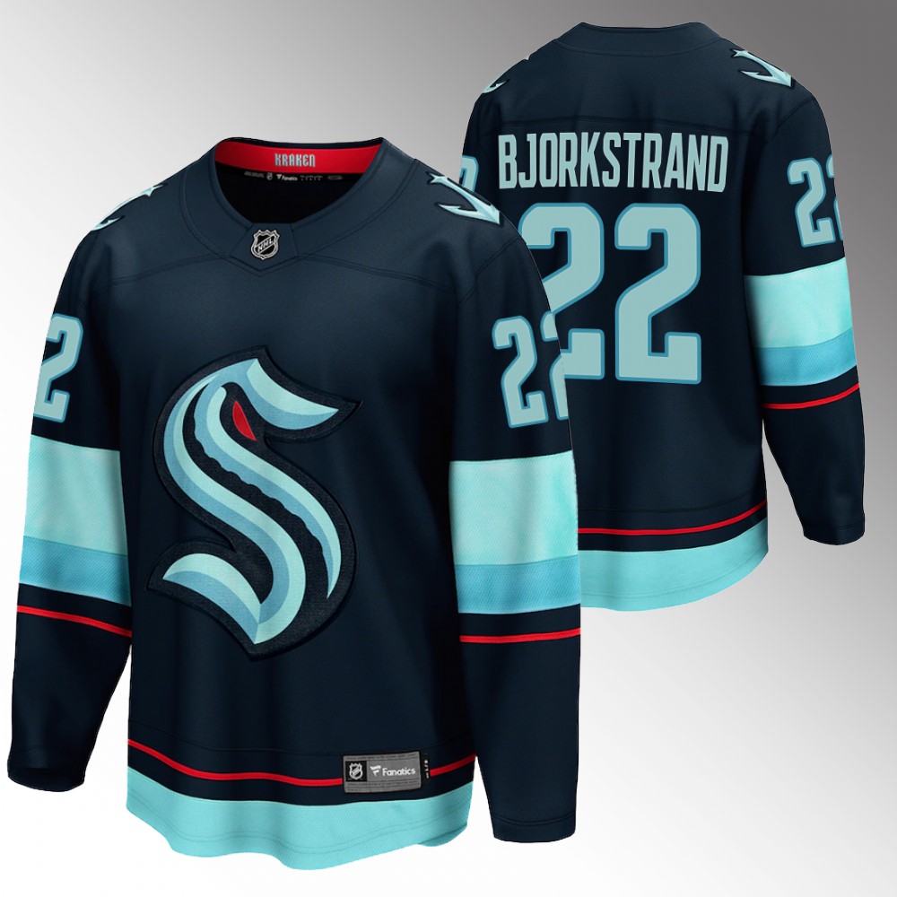 Kraken #22 Oliver Bjorkstrand Navy Home Jersey