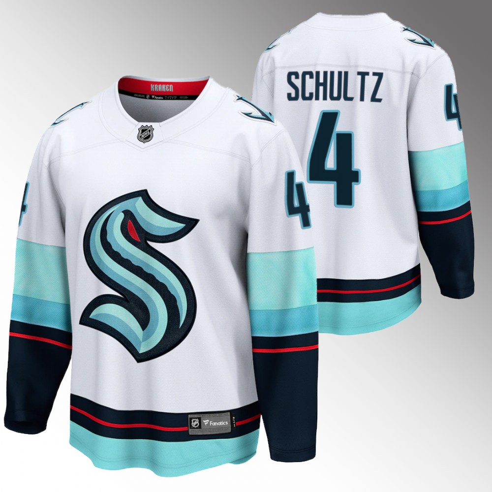 Kraken #4 Justin Schultz White 2022 Away Jersey