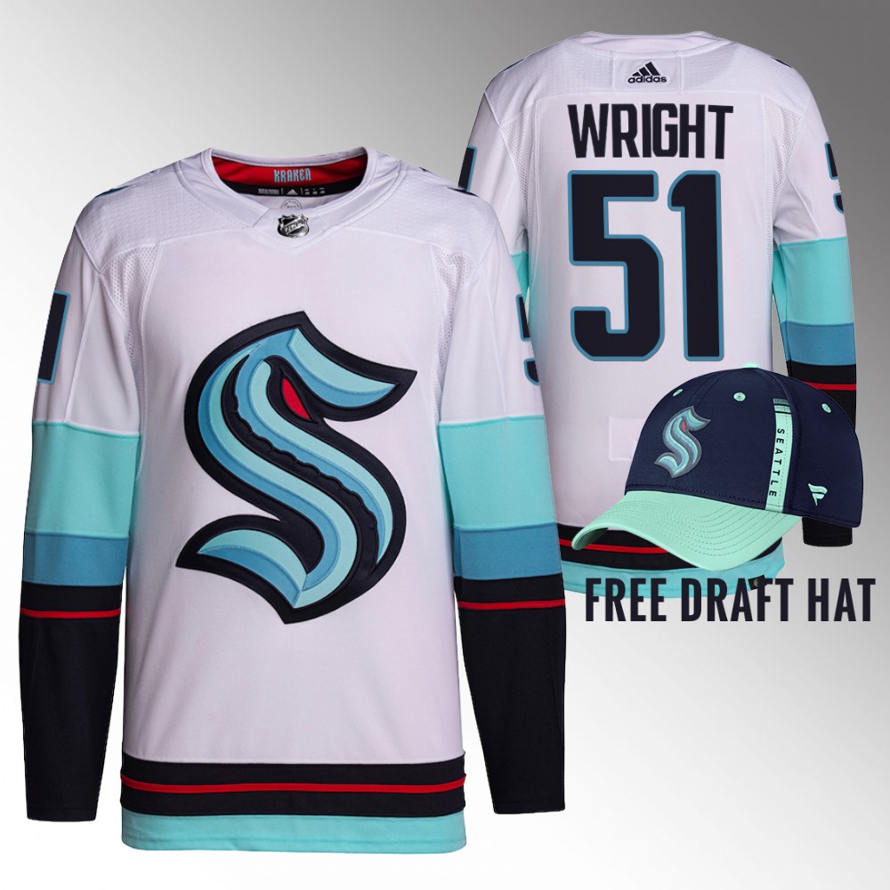 Kraken 2022 NHL Draft Shane Wright White Jersey Authentic Primegreen Away