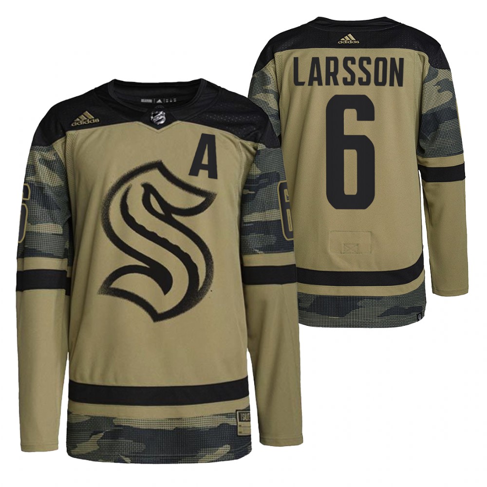 Kraken Adam Larsson 2021-22 Salute To Service Camo Military Jersey