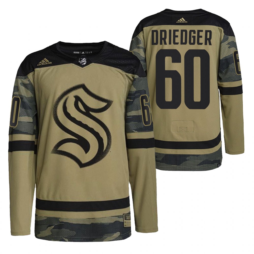 Kraken Chris Driedger 2021-22 Salute To Service Camo Military Jersey