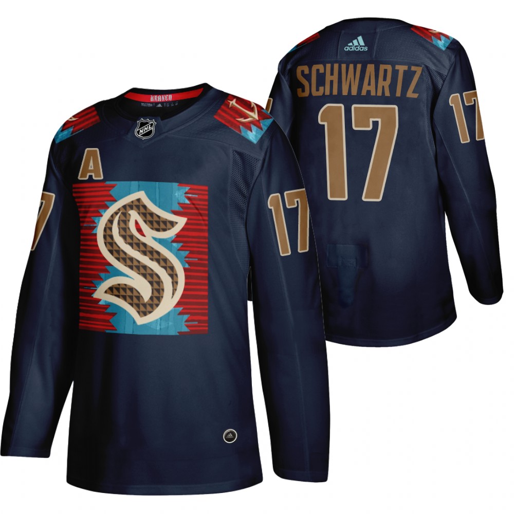 Kraken Jaden Schwartz Karuk Art-inspired Blue Indigenous Peoples Night Jersey