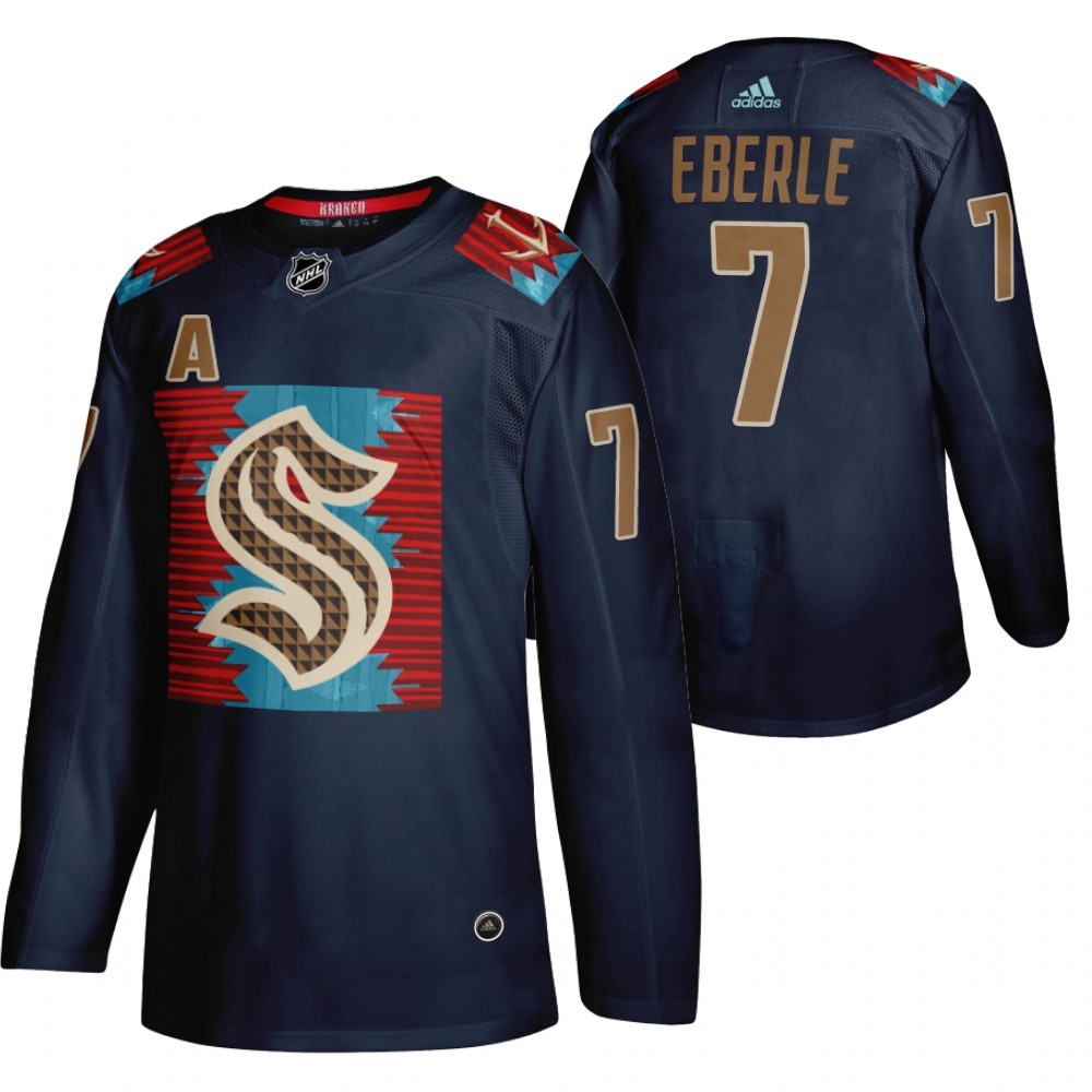 Kraken Jordan Eberle Karuk Art-inspired Blue Indigenous Peoples Night Jersey