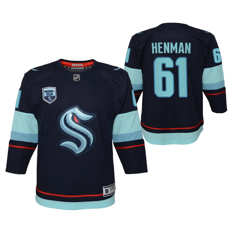 Kraken Luke Henman 2021-22 Preseason Patch Jersey Youth Open Win