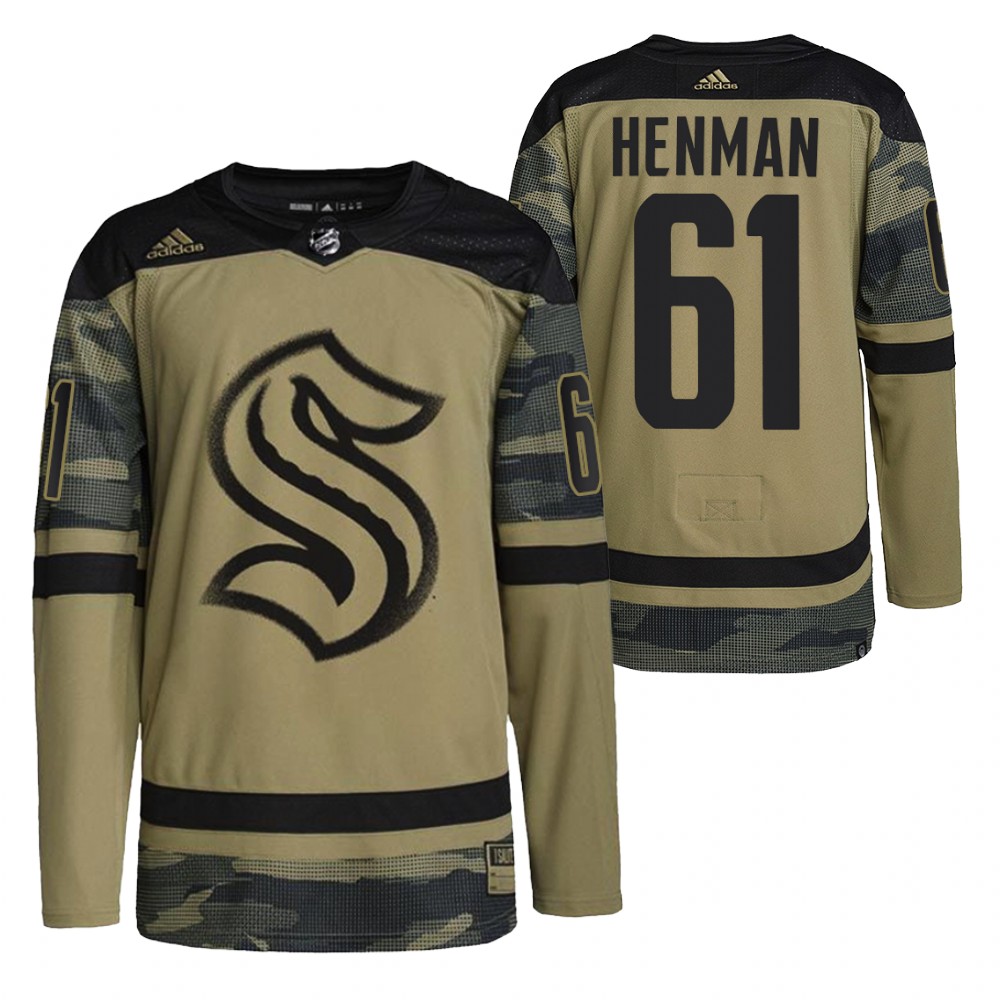Kraken Luke Henman 2021-22 Salute To Service Camo Military Jersey