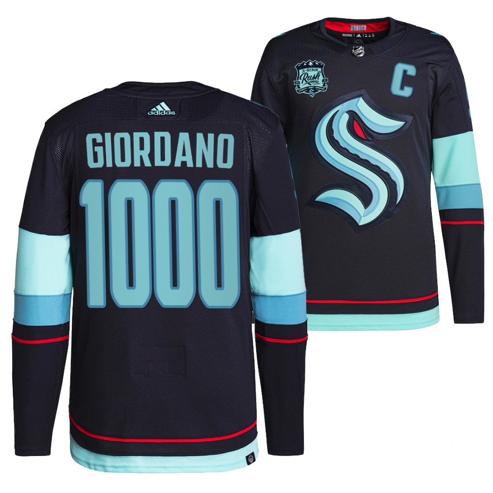 Kraken Mark Giordano 1000 Career Games Navy Commemorative Edition Jersey