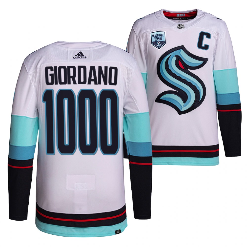 Kraken Mark Giordano 1000 Career Games White Limited Edition Jersey