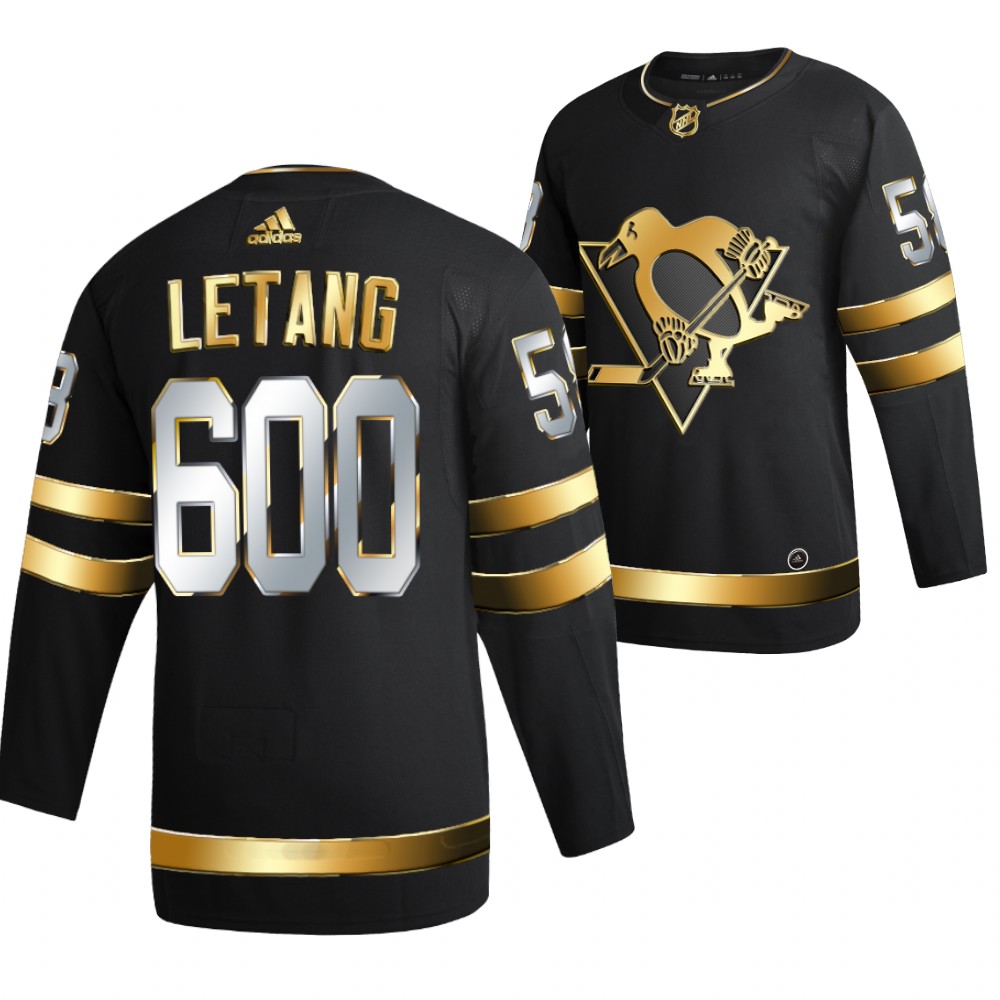 Kris Letang 600 Game Points Black Penguins #58 Jersey Golden Edition