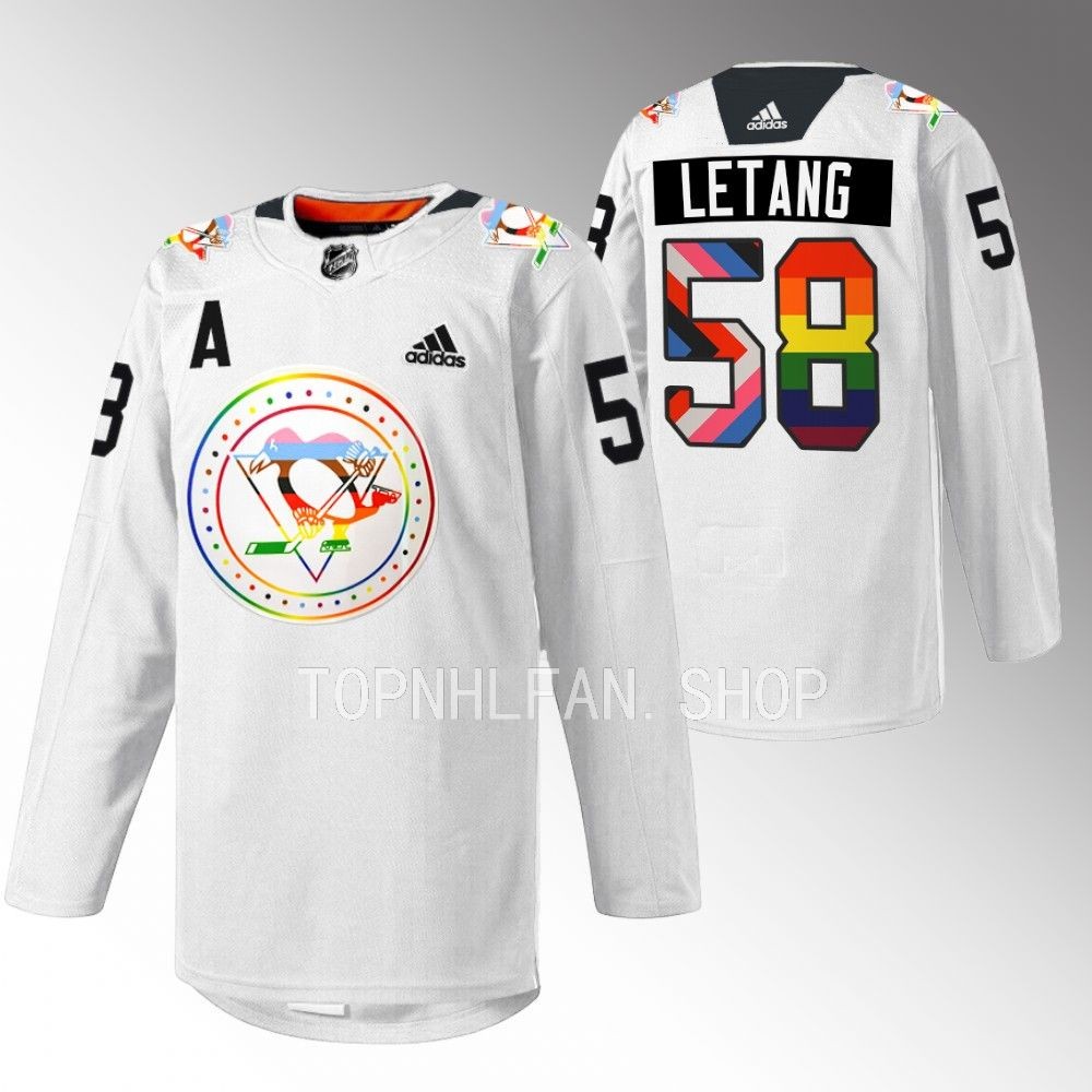Kris Letang Penguins Pride warmup Jersey White Rainbow