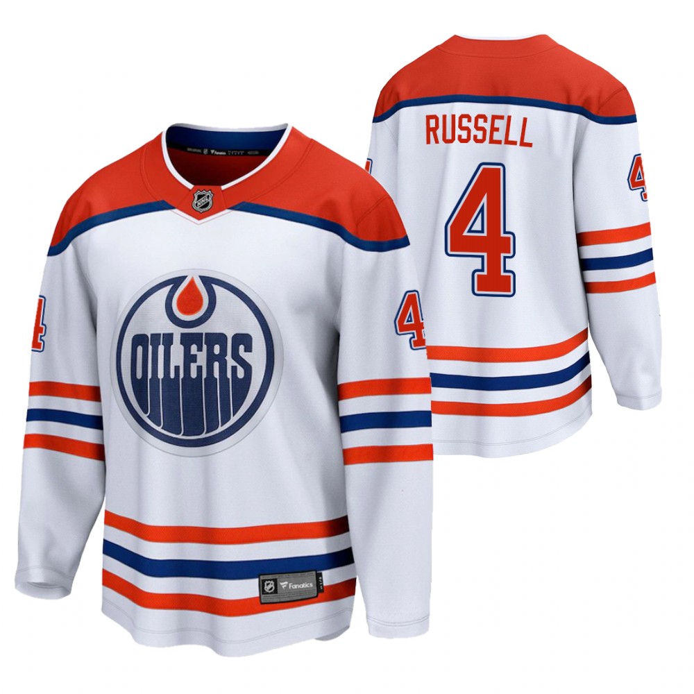 Kris Russell Oilers 2021 Reverse Retro White Jersey Special Edition