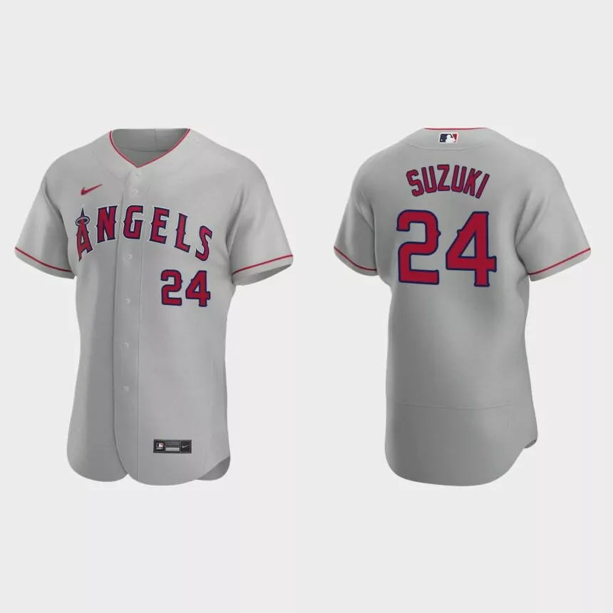 Kurt Suzuki Los Angeles Angels Authentic Road Jersey – Gray