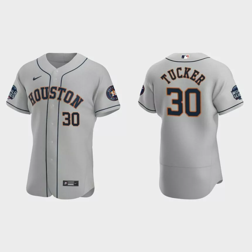 Kyle Tucker Houston Astros 2021 World Series Authentic Jersey – Gray