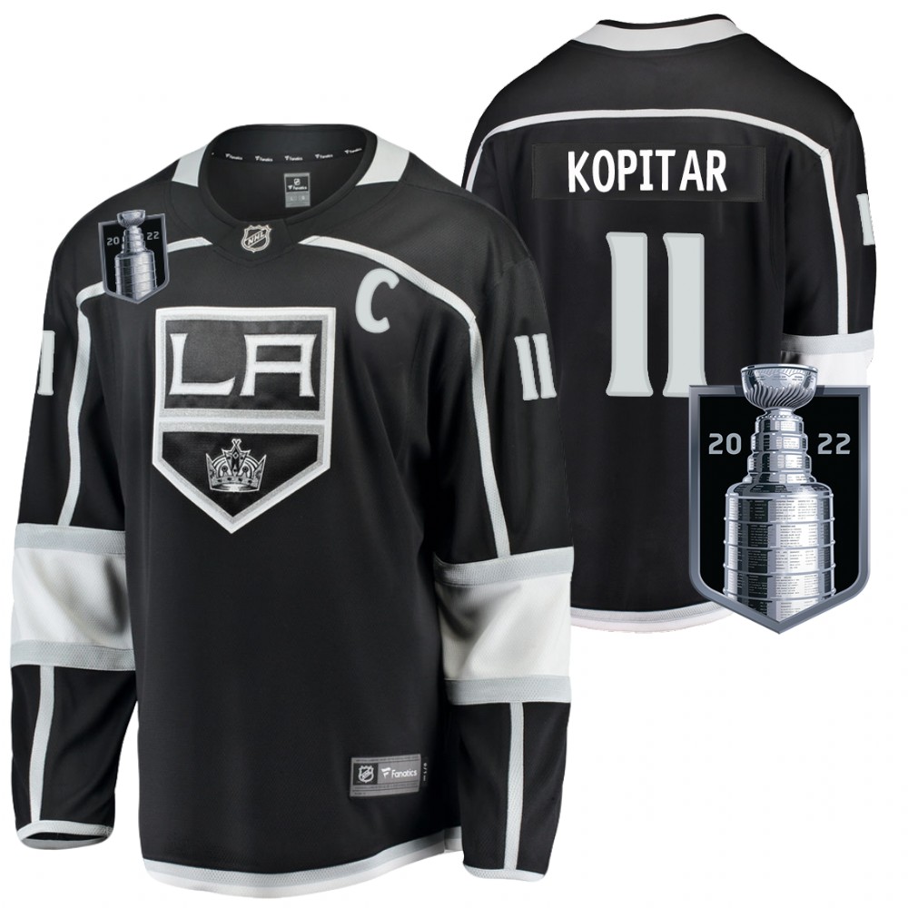 LA Kings #11 Anze Kopitar Black 2022 Stanley Cup Playoffs Jersey