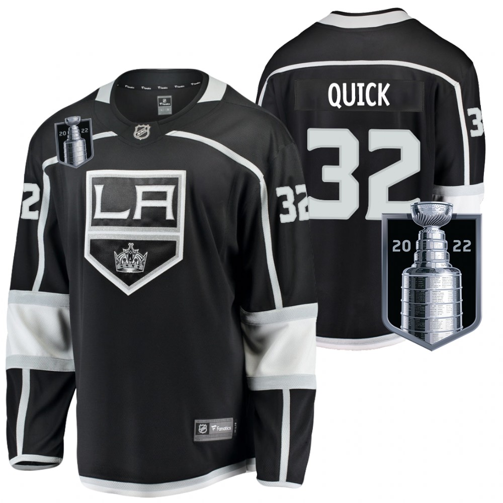 LA Kings #32 Jonathan Quick Black 2022 Stanley Cup Playoffs Jersey