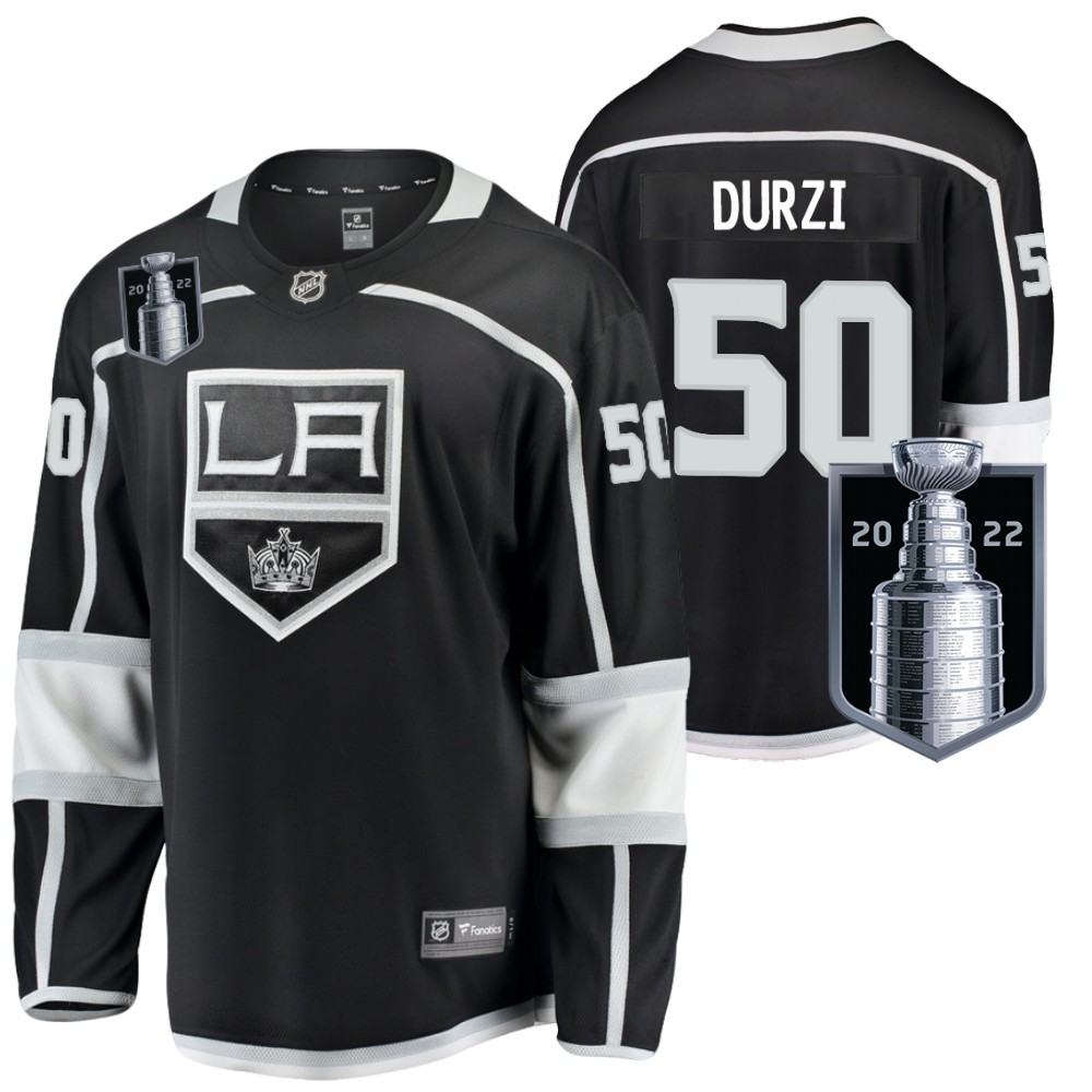 LA Kings #50 Sean Durzi Black 2022 Stanley Cup Playoffs Jersey