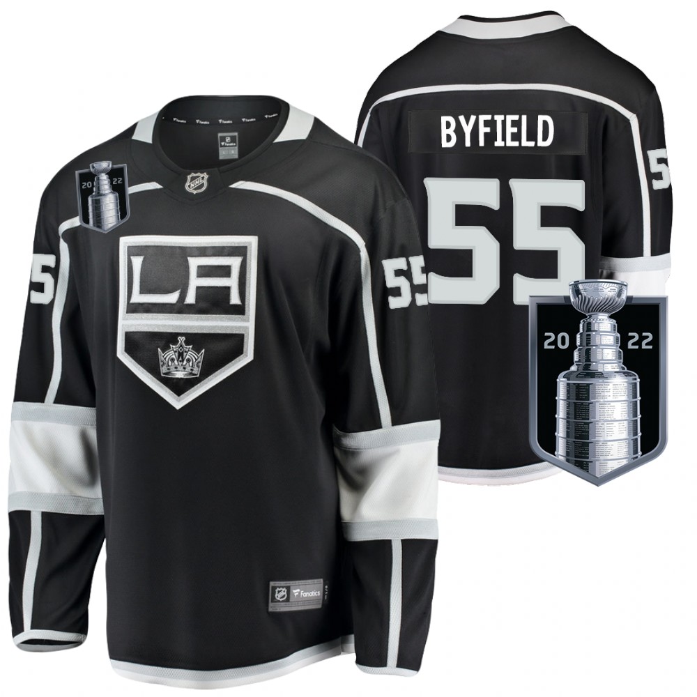 LA Kings #55 Quinton Byfield Black 2022 Stanley Cup Playoffs Jersey