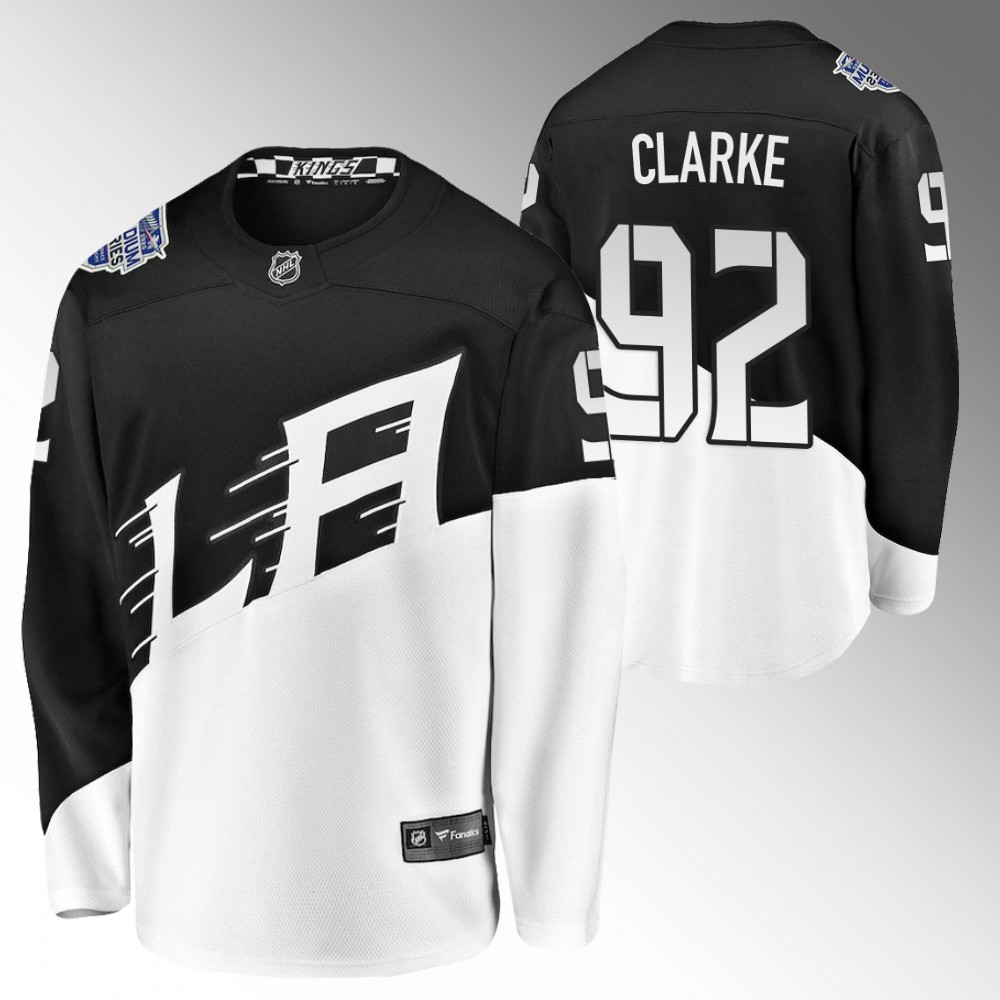 LA Kings #92 Brandt Clarke Black White 2020 Stadium Series Jersey