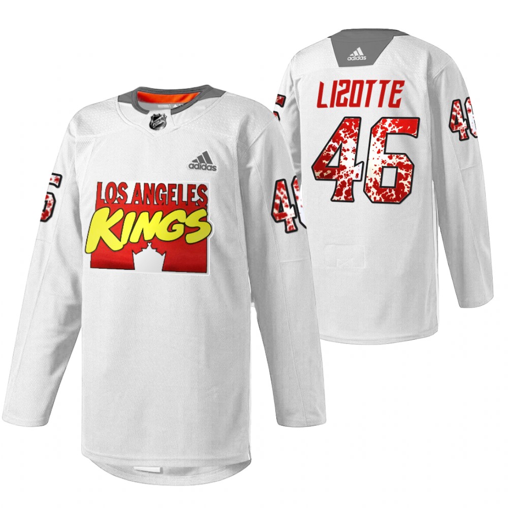 LA Kings Blake Lizotte 2022 Marvel Super Hero Night White Special Warmup Jersey