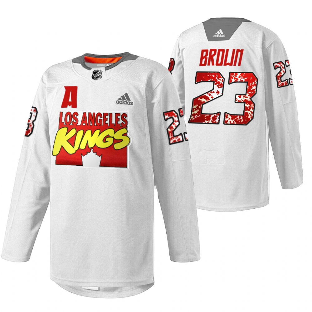 LA Kings Dustin Brown 2022 Marvel Super Hero Night White Special Warmup Jersey