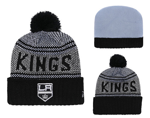 LA Kings Fresh Logo Black Pom Knit Hat YD