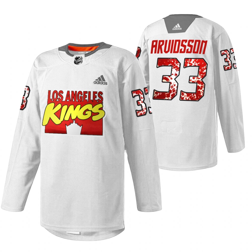 LA Kings Viktor Arvidsson 2022 Marvel Super Hero Night White Special Warmup Jersey