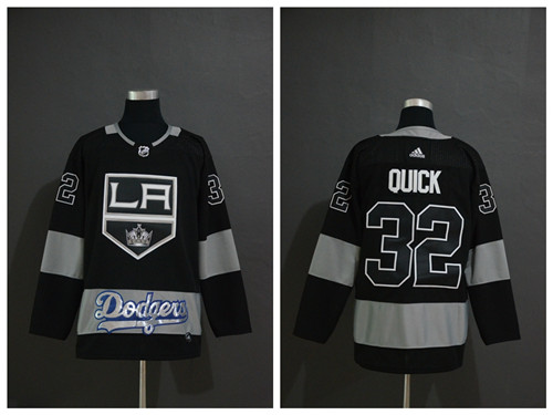 LA Kings With Dodgers 32 Jonathan Quick Black Adidas Jersey