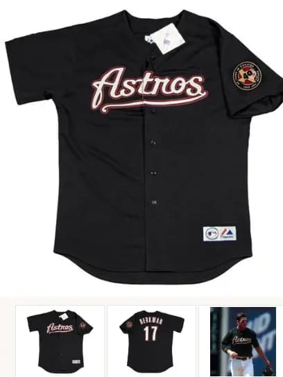 LANCE BERKMAN Houston Astros 2001 Alternate Majestic Baseball Throwback Jersey