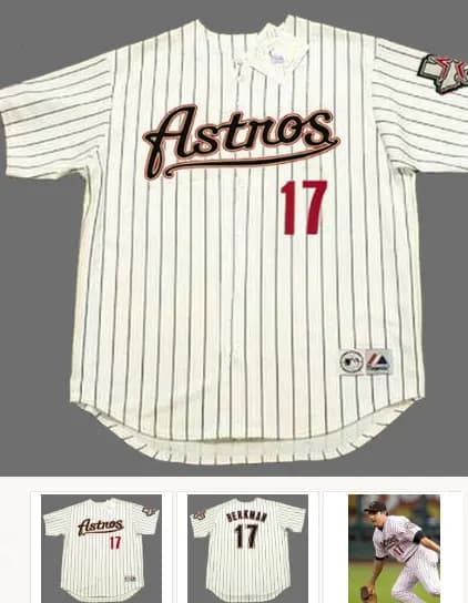 LANCE BERKMAN Houston Astros 2004 Majestic Throwback Home Baseball Jersey