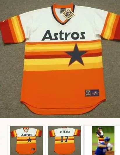 LANCE BERKMAN Houston Astros Majestic 1980's Cooperstown Throwback Baseball Jersey