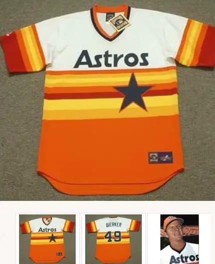 LARRY DIERKER Houston Astros 1970's Majestic Cooperstown Throwback Baseball Jersey