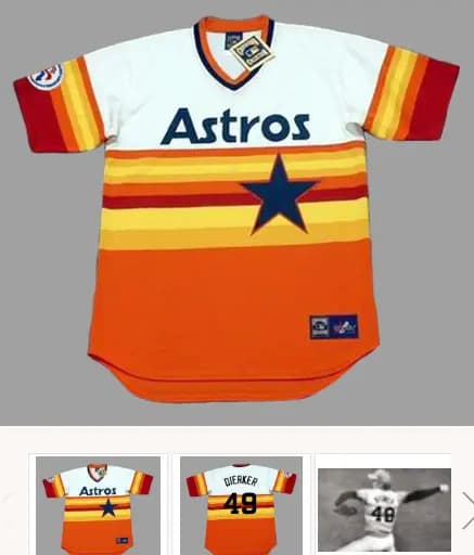 LARRY DIERKER Houston Astros 1976 Majestic Cooperstown Home Baseball Jersey