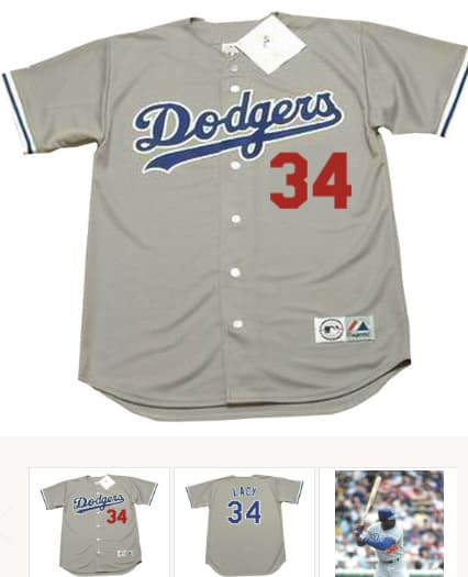LEE LACY Los Angeles Dodgers 1978 Away Majestic Baseball Throwback Jersey