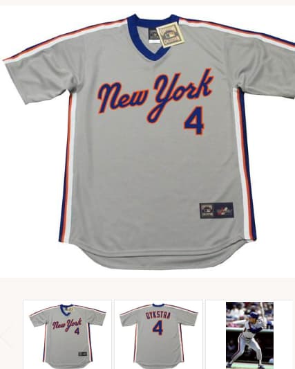 LENNY DYKSTRA New York Mets 1987 Majestic Cooperstown Away Baseball Jersey