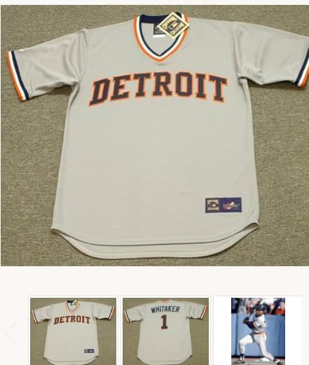 LOU WHITAKER Detroit Tigers 1984 Majestic Cooperstown Throwback Baseball Jersey