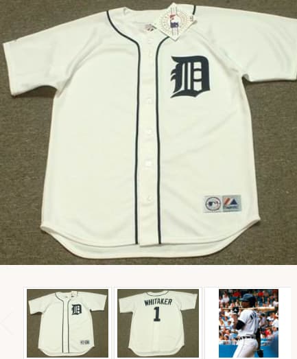 LOU WHITAKER Detroit Tigers 1984 Majestic Throwback Home Baseball Jersey