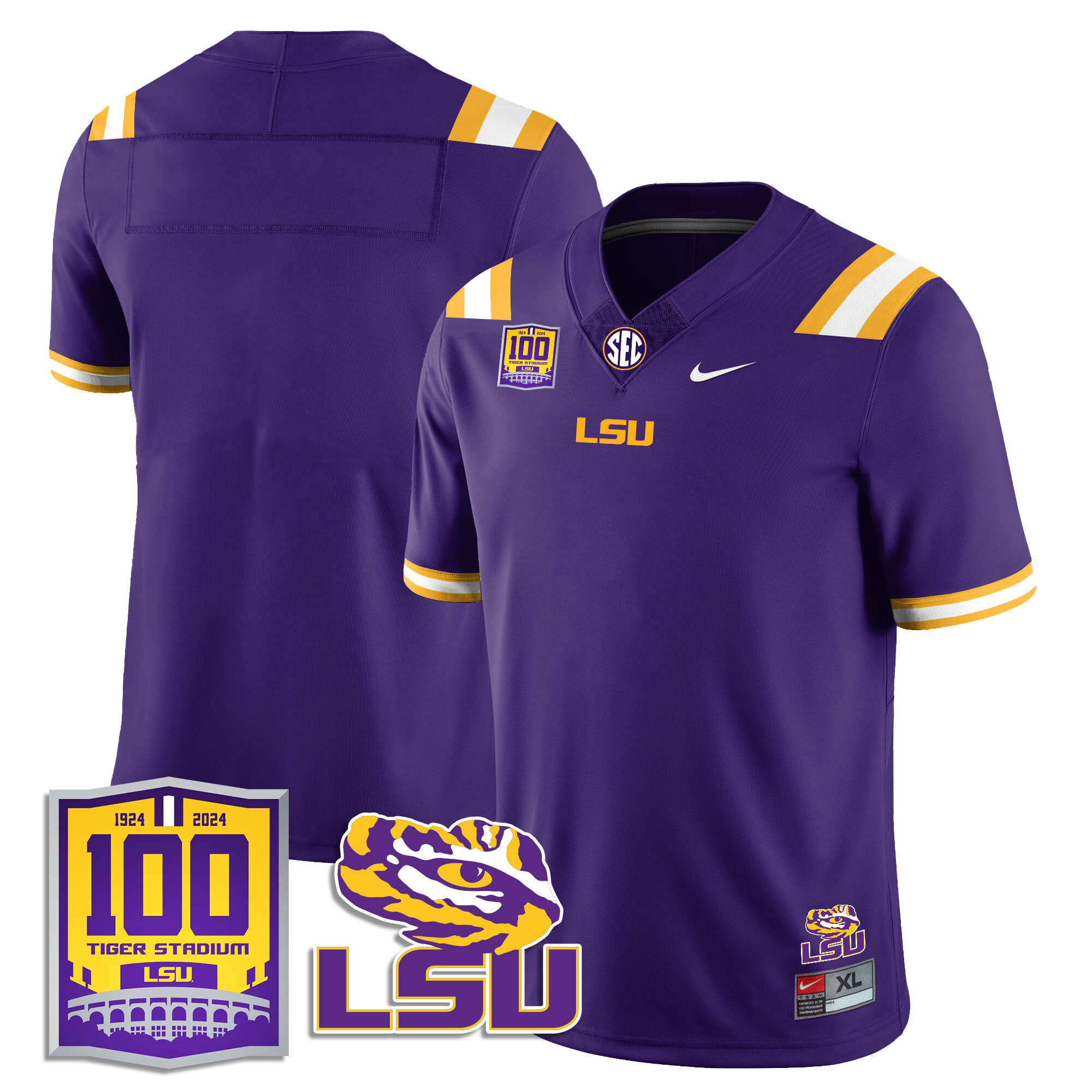 LSU Football 2024 Vapor Jersey - 100th Tigers Stadium - All Stitched  Blank