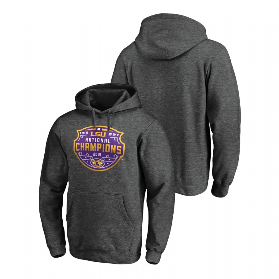 LSU Tigers 2019 National Champions Encroachment College Football Playoff Men's Heather Gray Hoodie