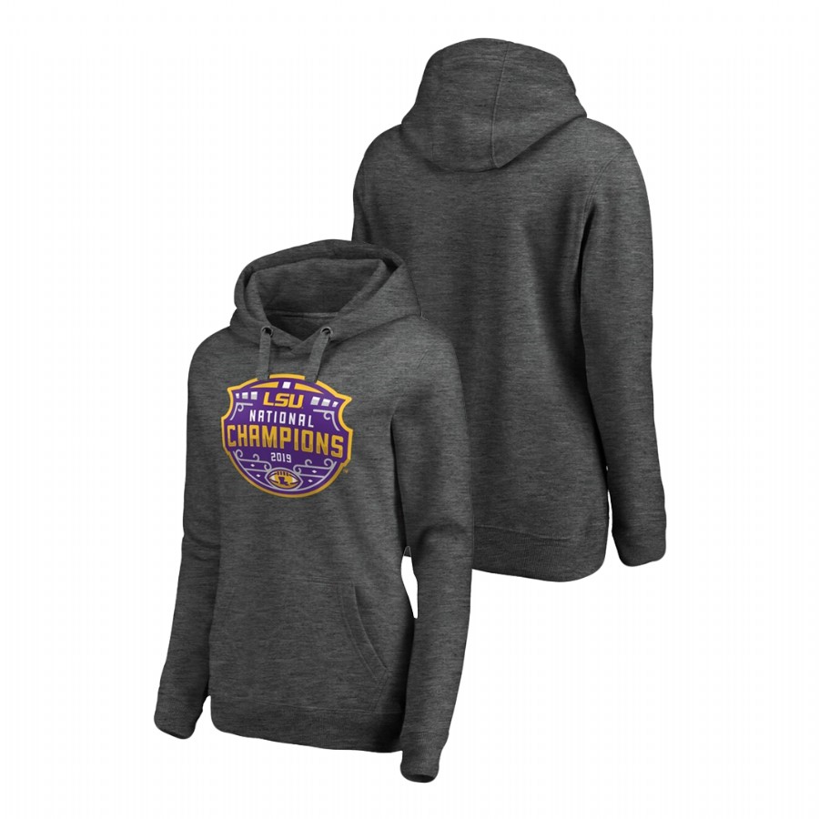 LSU Tigers 2019 National Champions Encroachment College Football Playoff Women's Heather Gray Hoodie
