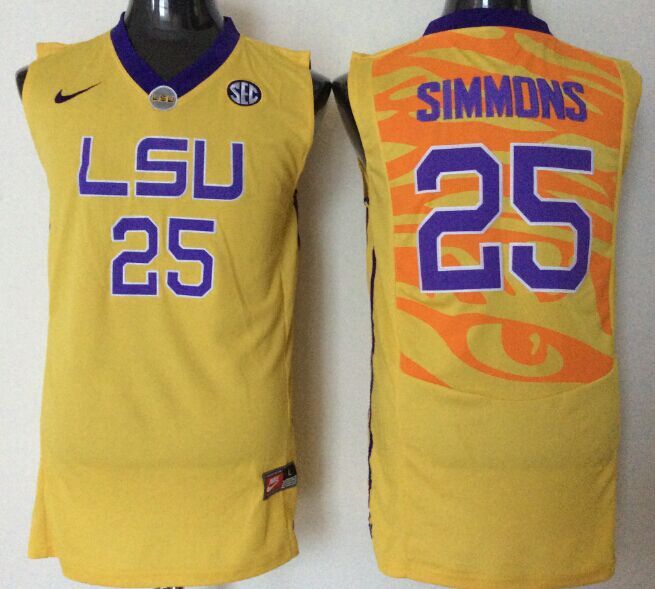 LSU Tigers 25 Ben Simmons Yellow College Basketball Jersey