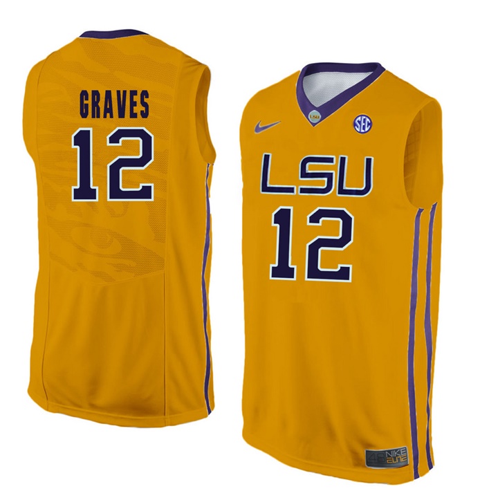 LSU Tigers Gold Marshall Graves NCAA Basketball Jersey