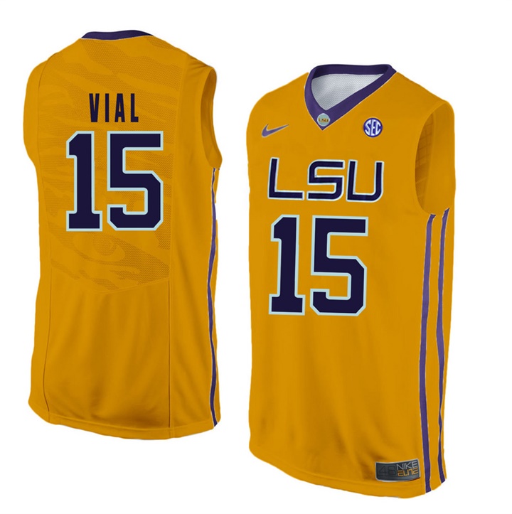 LSU Tigers Gold Reed Vial NCAA Basketball Jersey