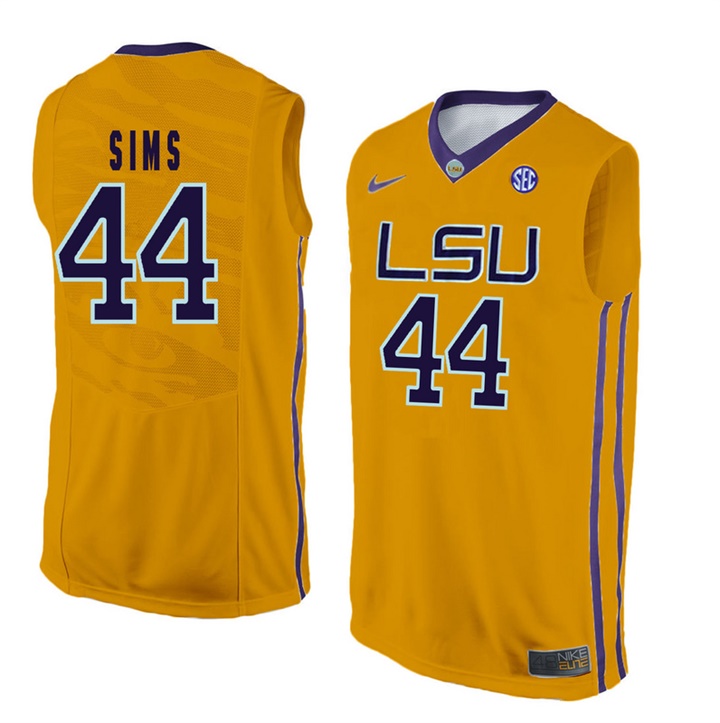 LSU Tigers Gold Wayde Sims NCAA Basketball Jersey